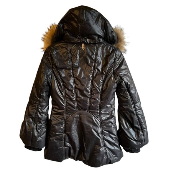 Mackage Peaches Double Zip Fur Hood Parka SM Black Nylon Cableknit Collar - Picture 12 of 16